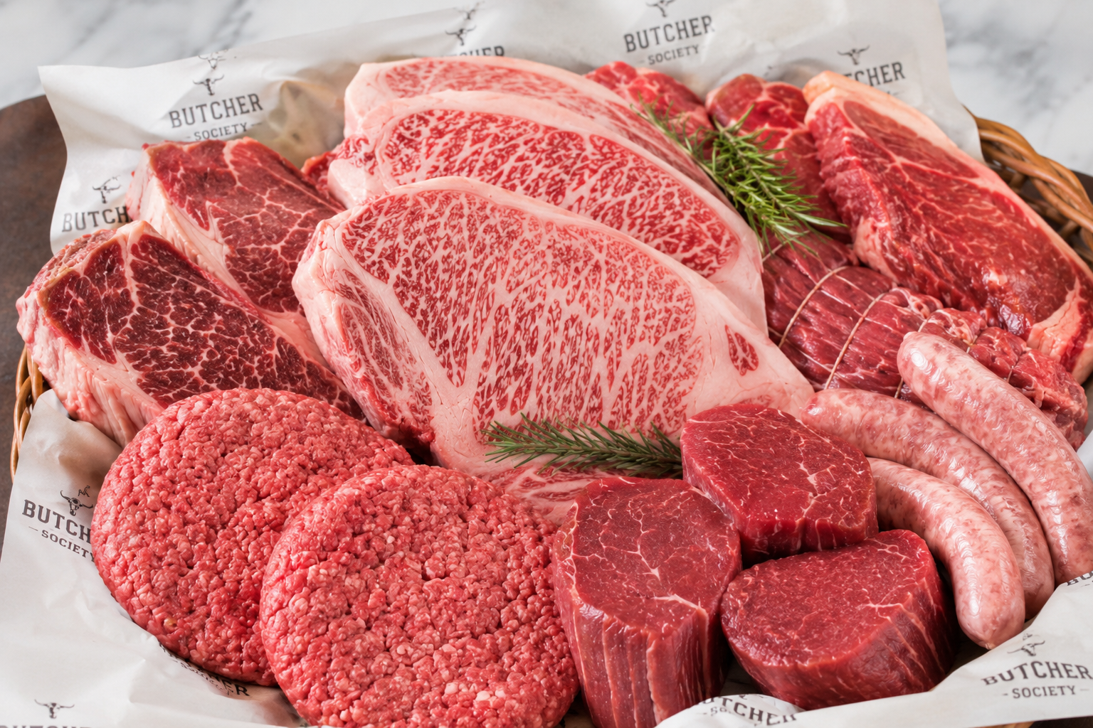 Premium butcher counter with fresh cuts of meat